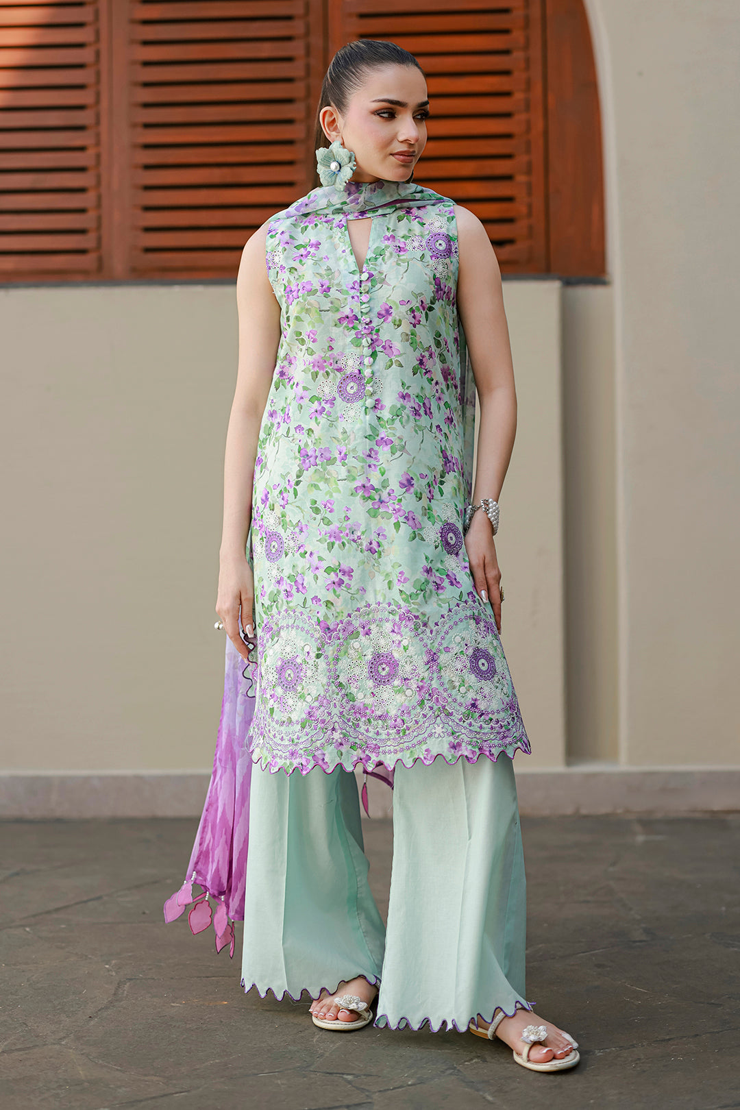 Embroidered Shirt Shalwar Dupatta - 4053