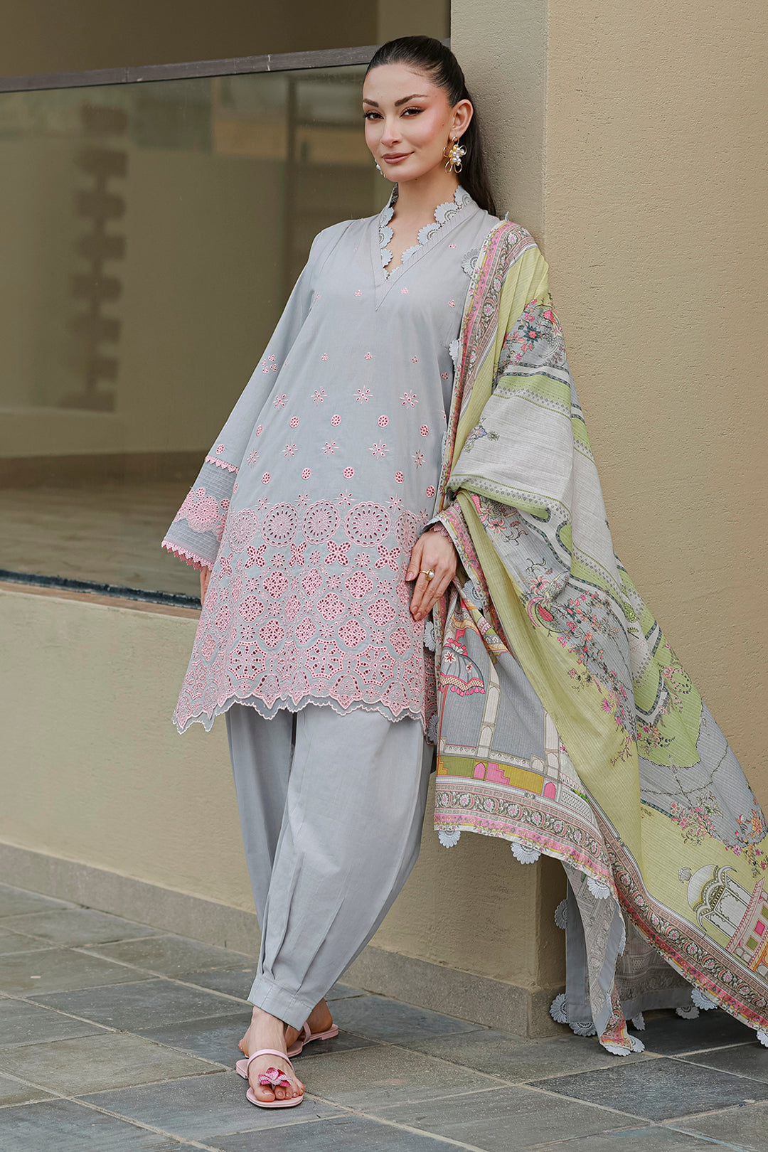 Embroidered Shirt Shalwar Dupatta - 4054