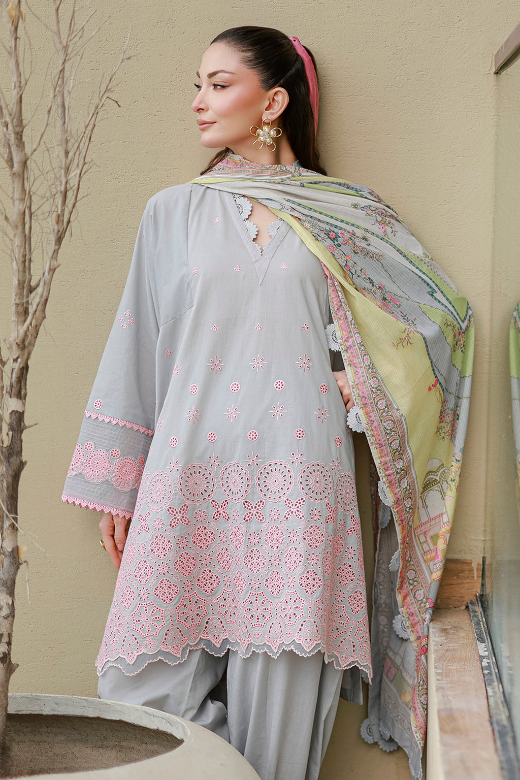 Embroidered Shirt Shalwar Dupatta - 4054