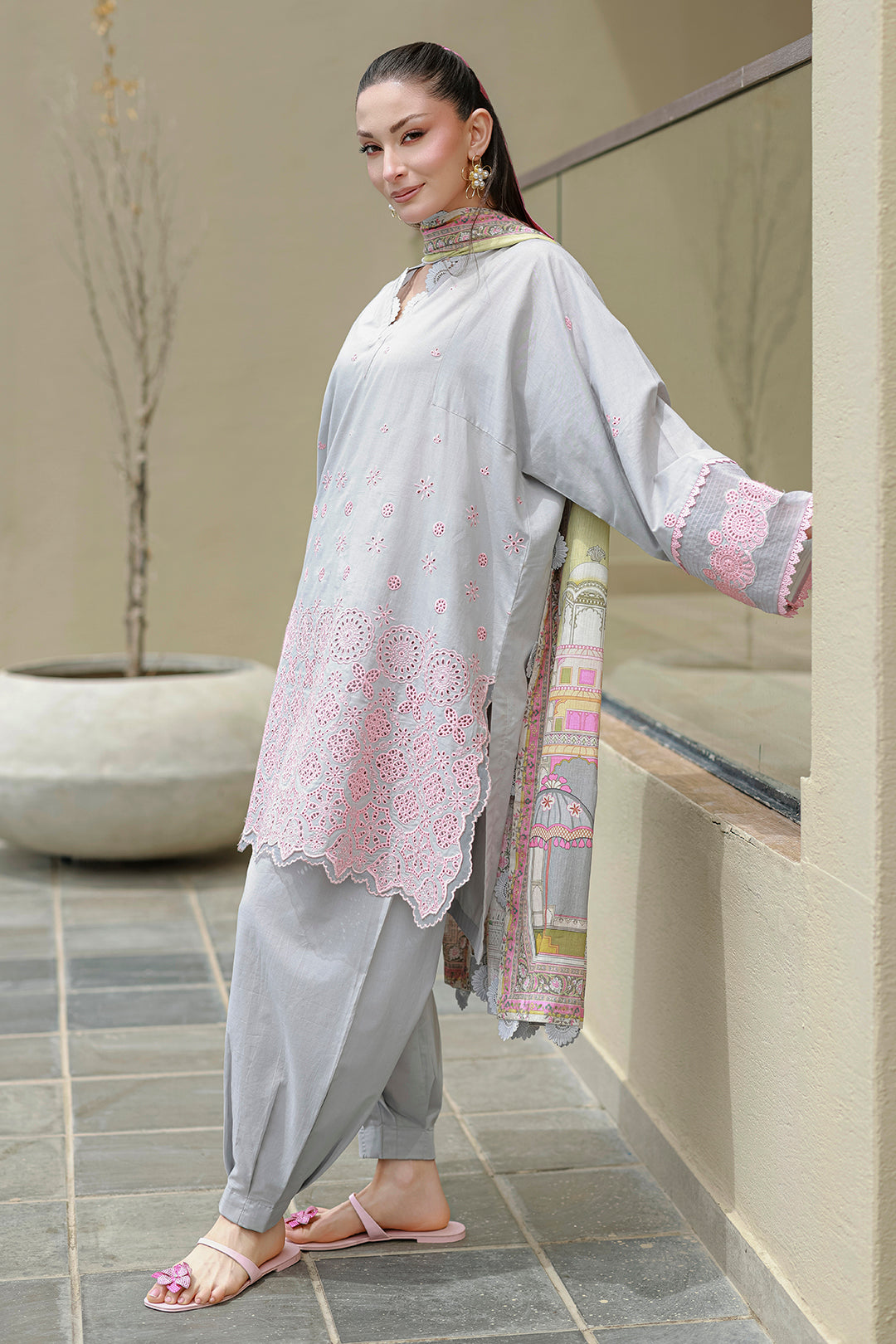 Embroidered Shirt Shalwar Dupatta - 4054