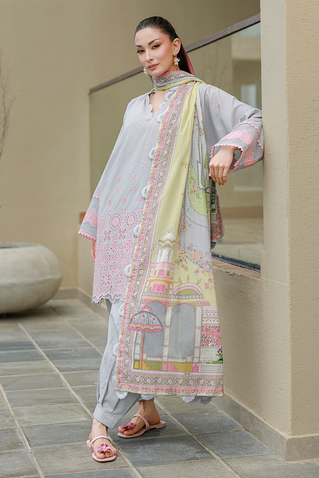Embroidered Shirt Shalwar Dupatta - 4054