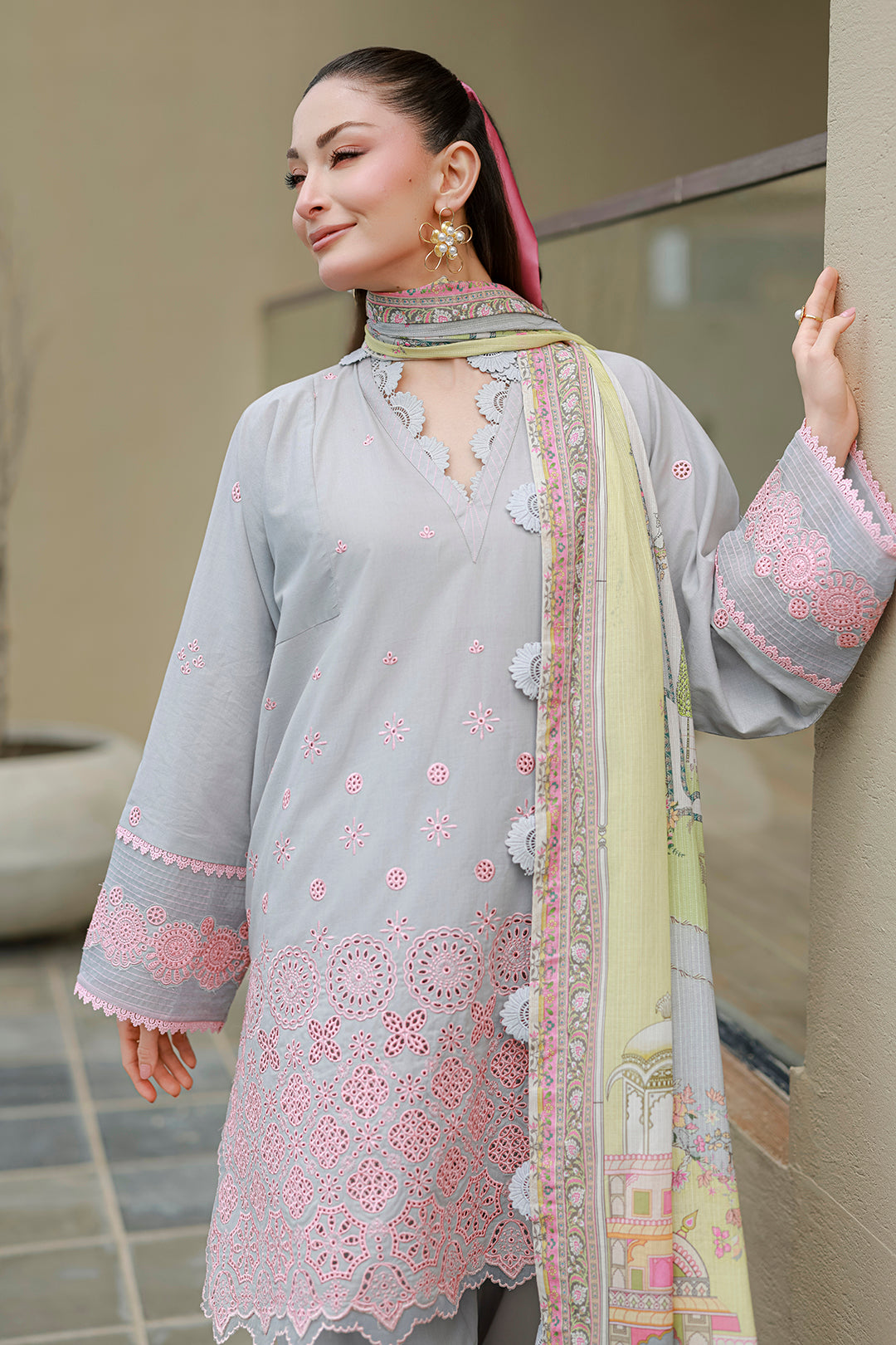 Embroidered Shirt Shalwar Dupatta - 4054