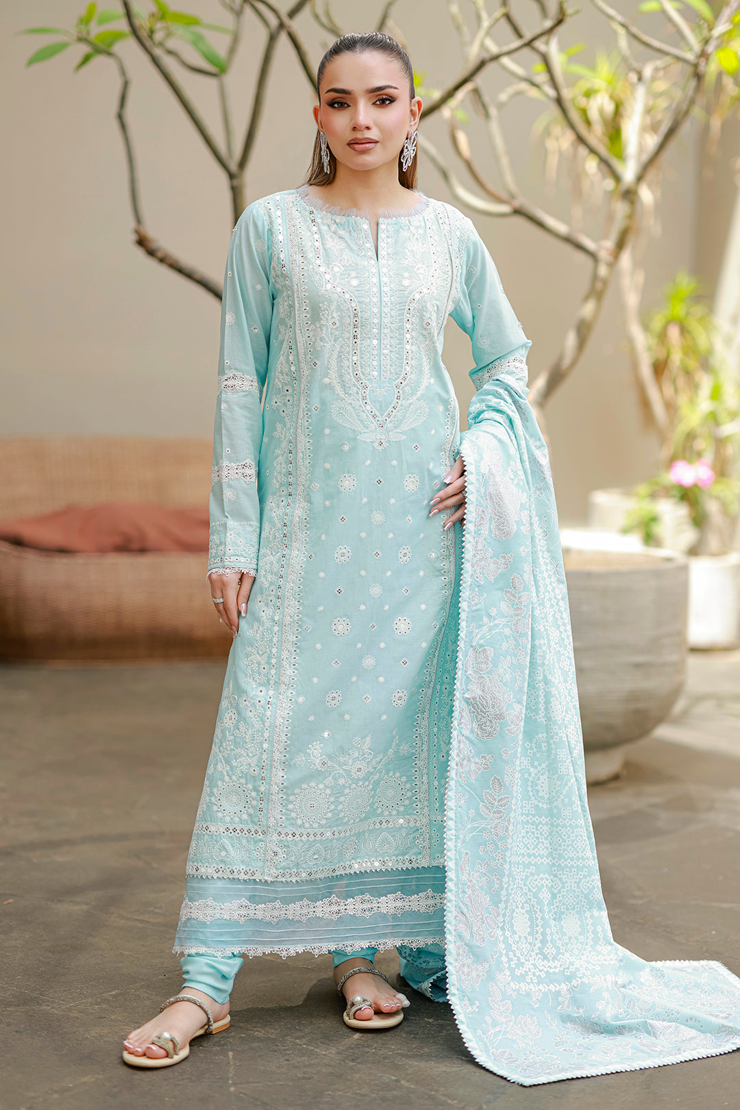 Embroidered Shirt Shalwar Dupatta - 4060