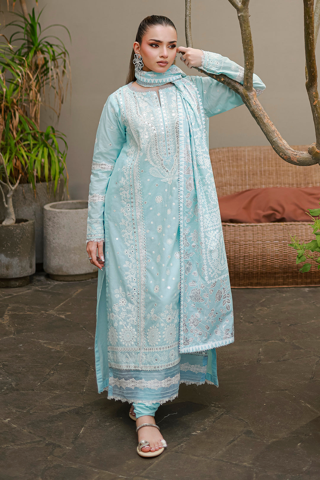 Embroidered Shirt Shalwar Dupatta - 4060