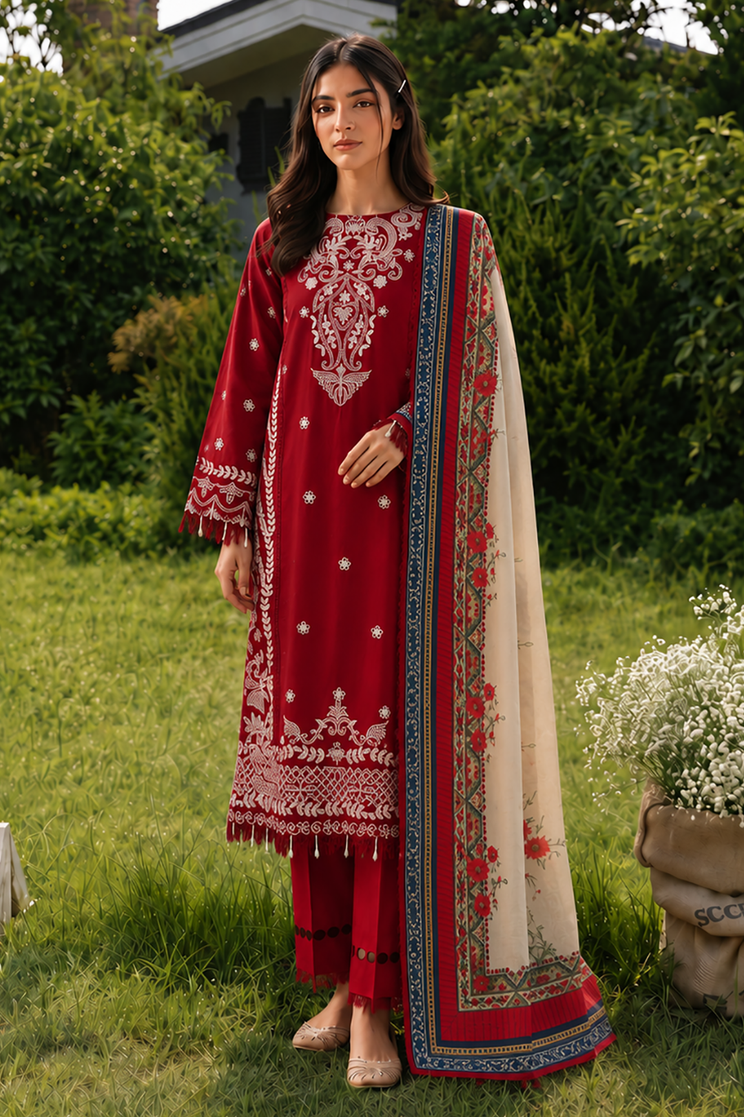 Embroidered Shirt Shalwar Dupatta - 4062