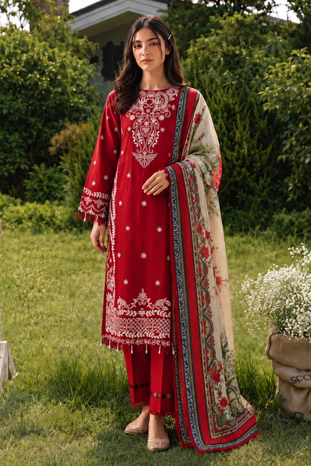 Embroidered Shirt Shalwar Dupatta - 4062