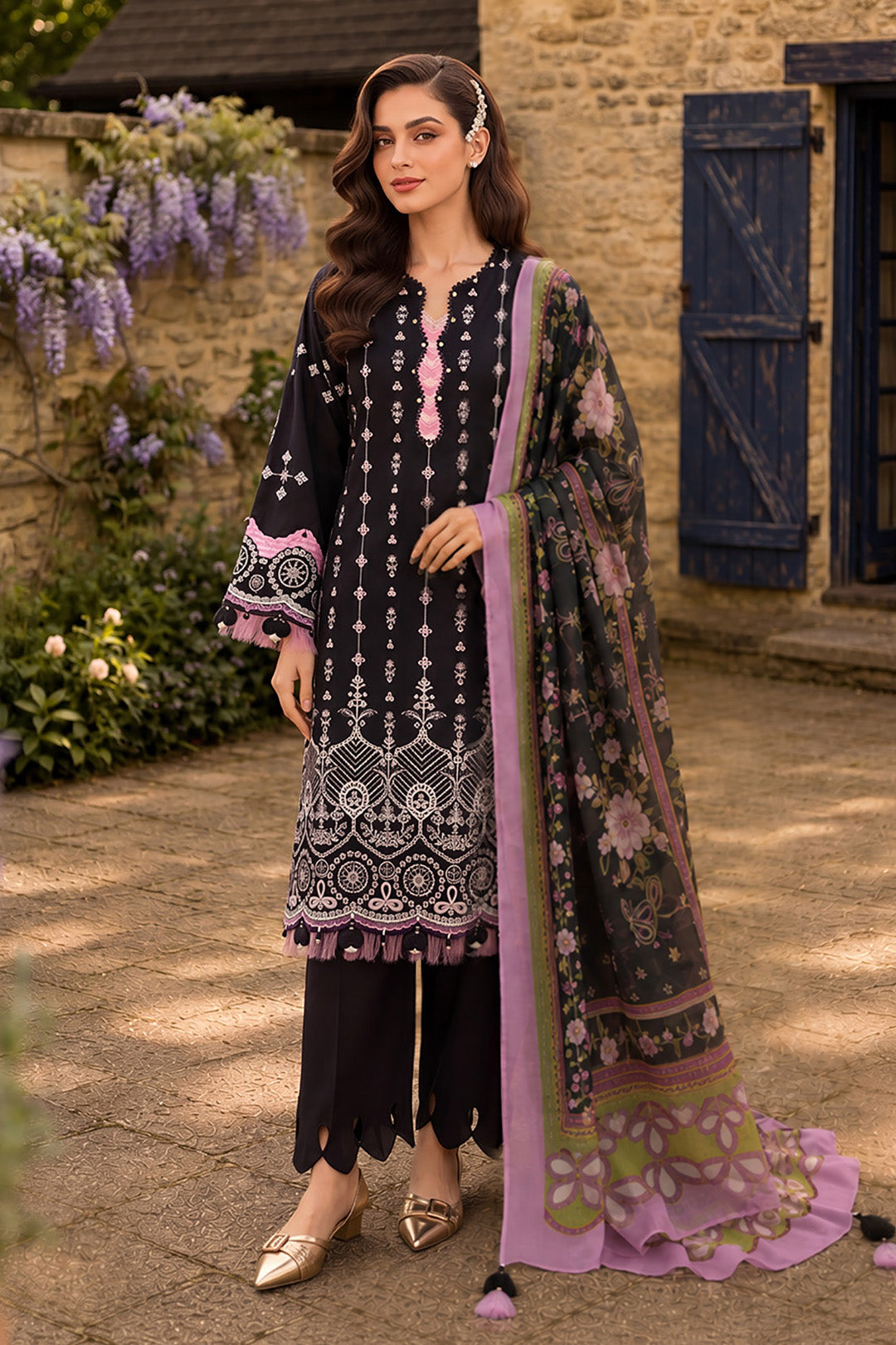 Embroidered Shirt Shalwar Dupatta - 4063