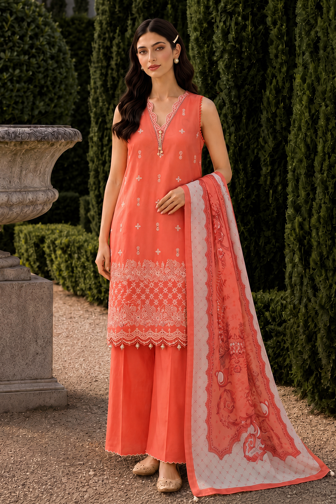 Embroidered Shirt Shalwar Dupatta - 4069
