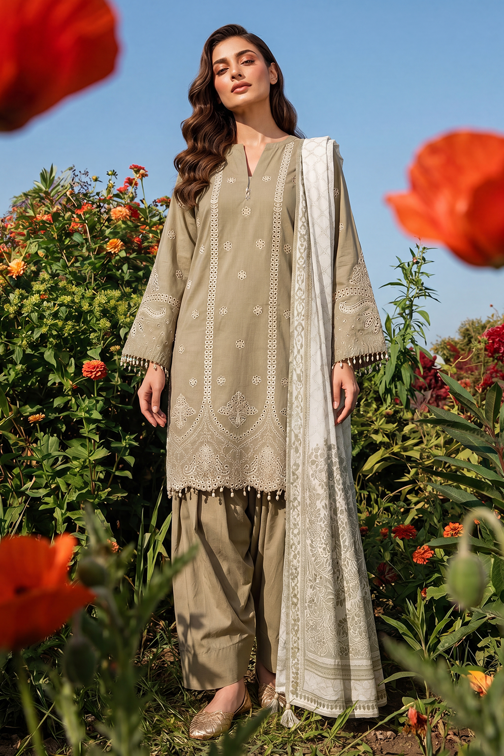 Embroidered Shirt Shalwar Dupatta - 4071
