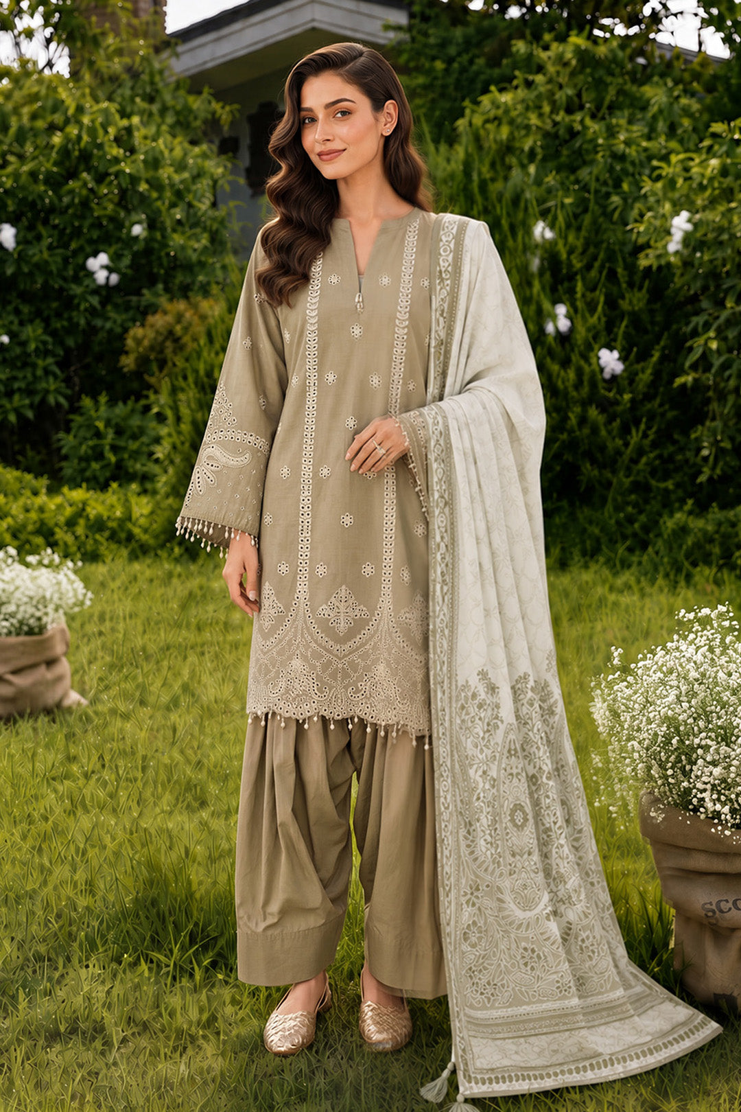 Embroidered Shirt Shalwar Dupatta - 4071