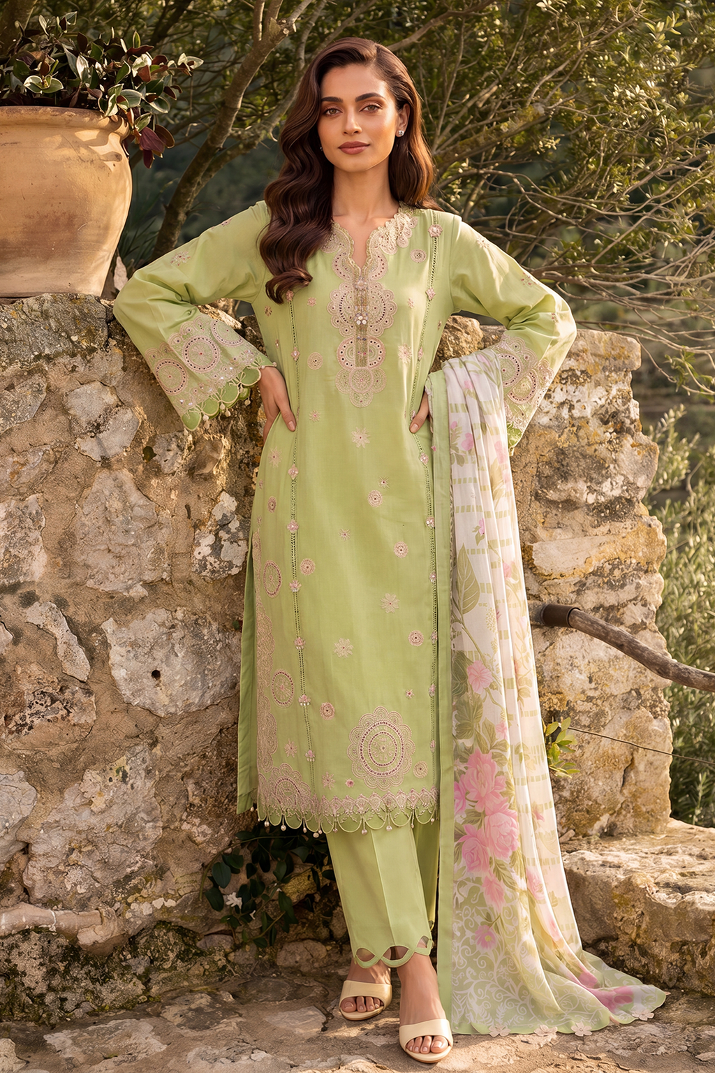 Embroidered Shirt Shalwar Dupatta - 4073