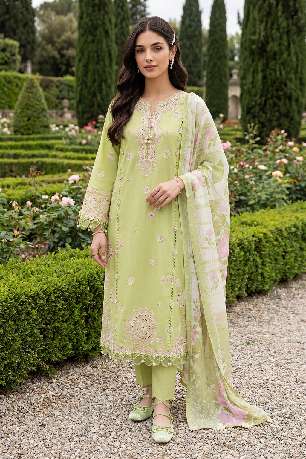 Embroidered Shirt Shalwar Dupatta - 4073