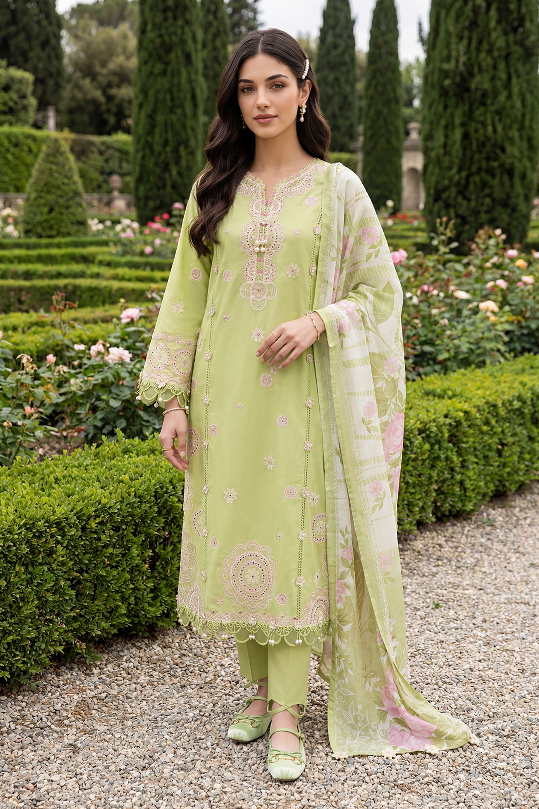 Embroidered Shirt Shalwar Dupatta - 4073