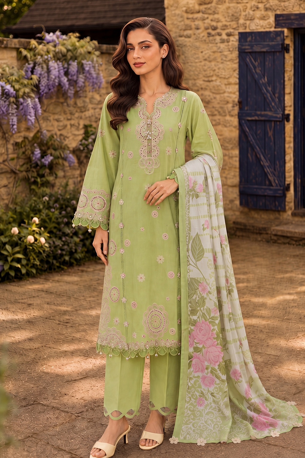 Embroidered Shirt Shalwar Dupatta - 4073