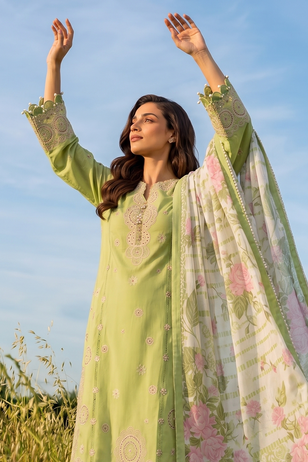 Embroidered Shirt Shalwar Dupatta - 4073