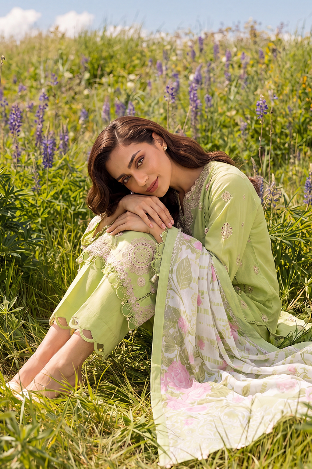 Embroidered Shirt Shalwar Dupatta - 4073