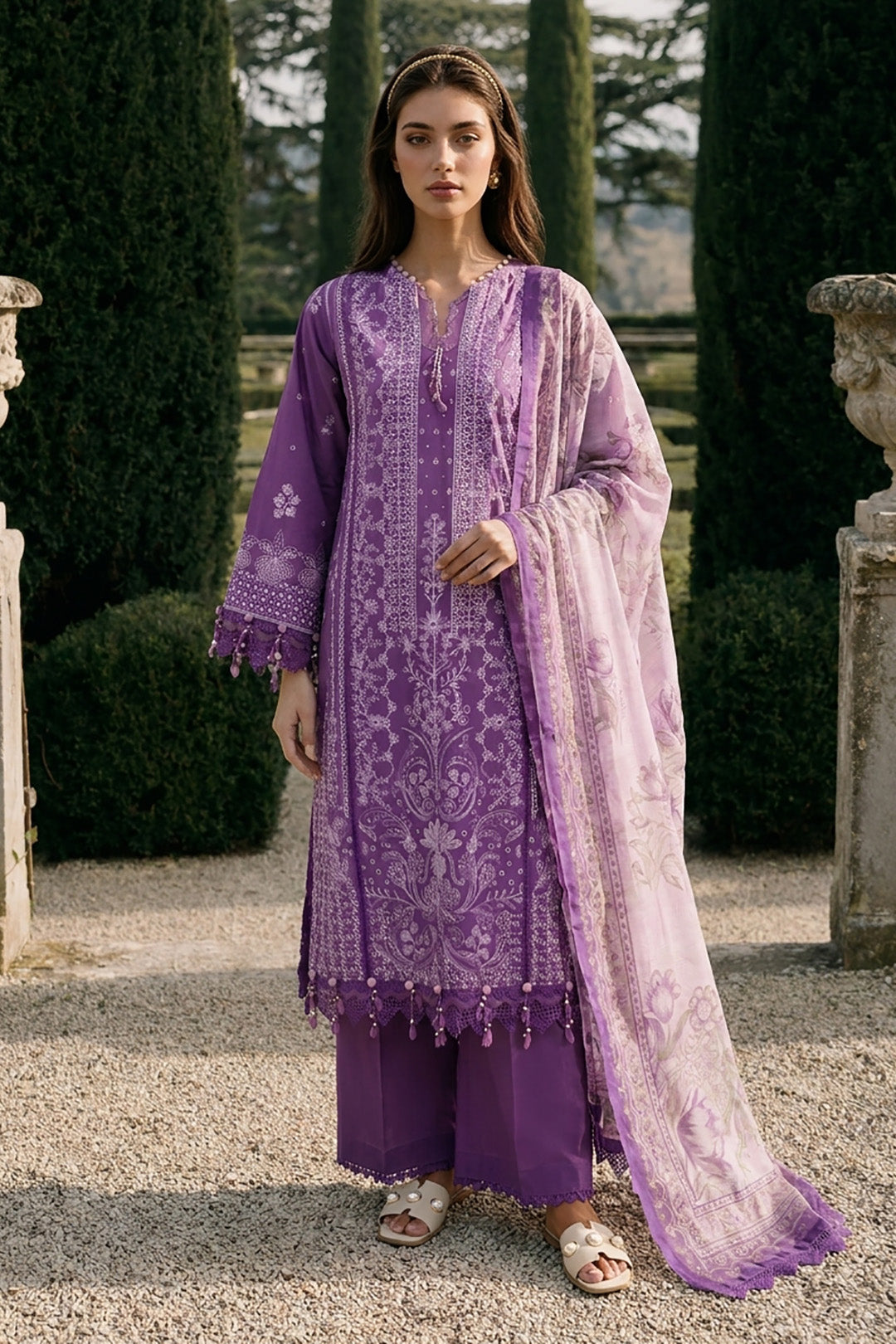 Embroidered Shirt Shalwar Dupatta - 4074