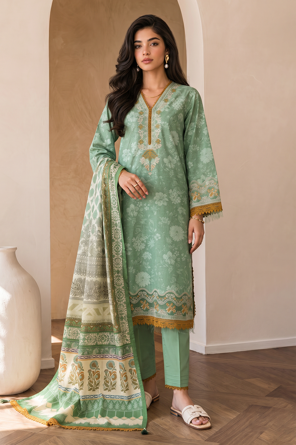 Embroidered Shirt Shalwar Dupatta - 0053