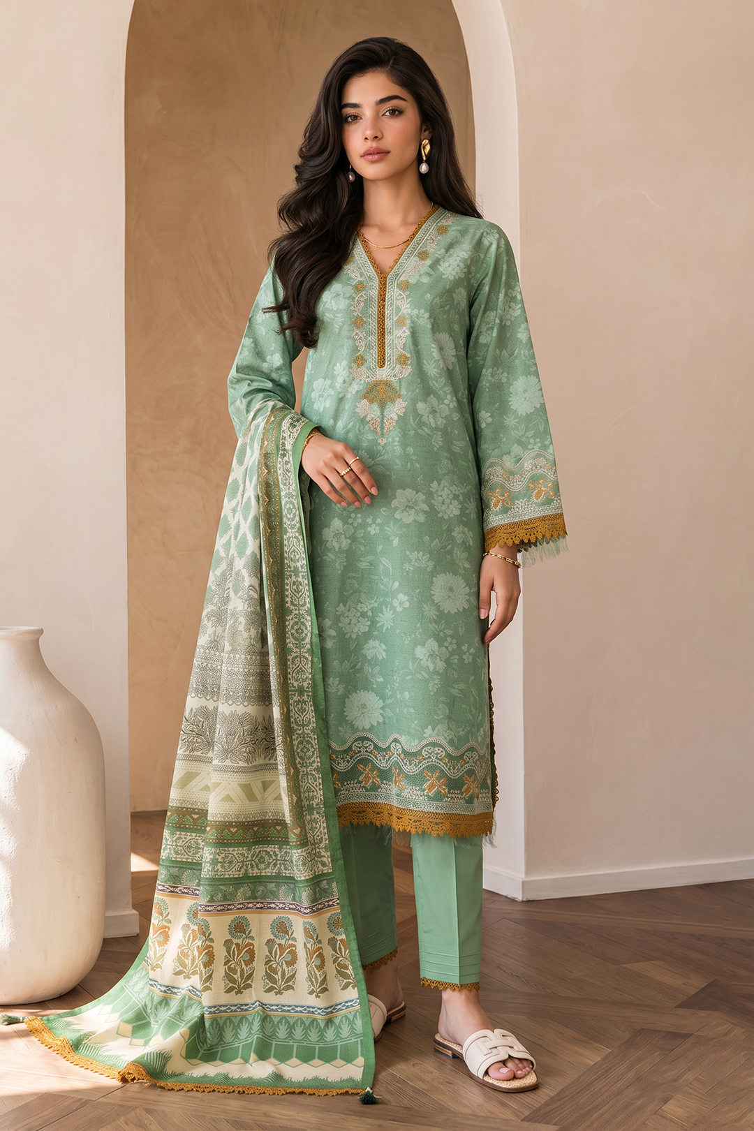 Embroidered Shirt Shalwar Dupatta - 0053