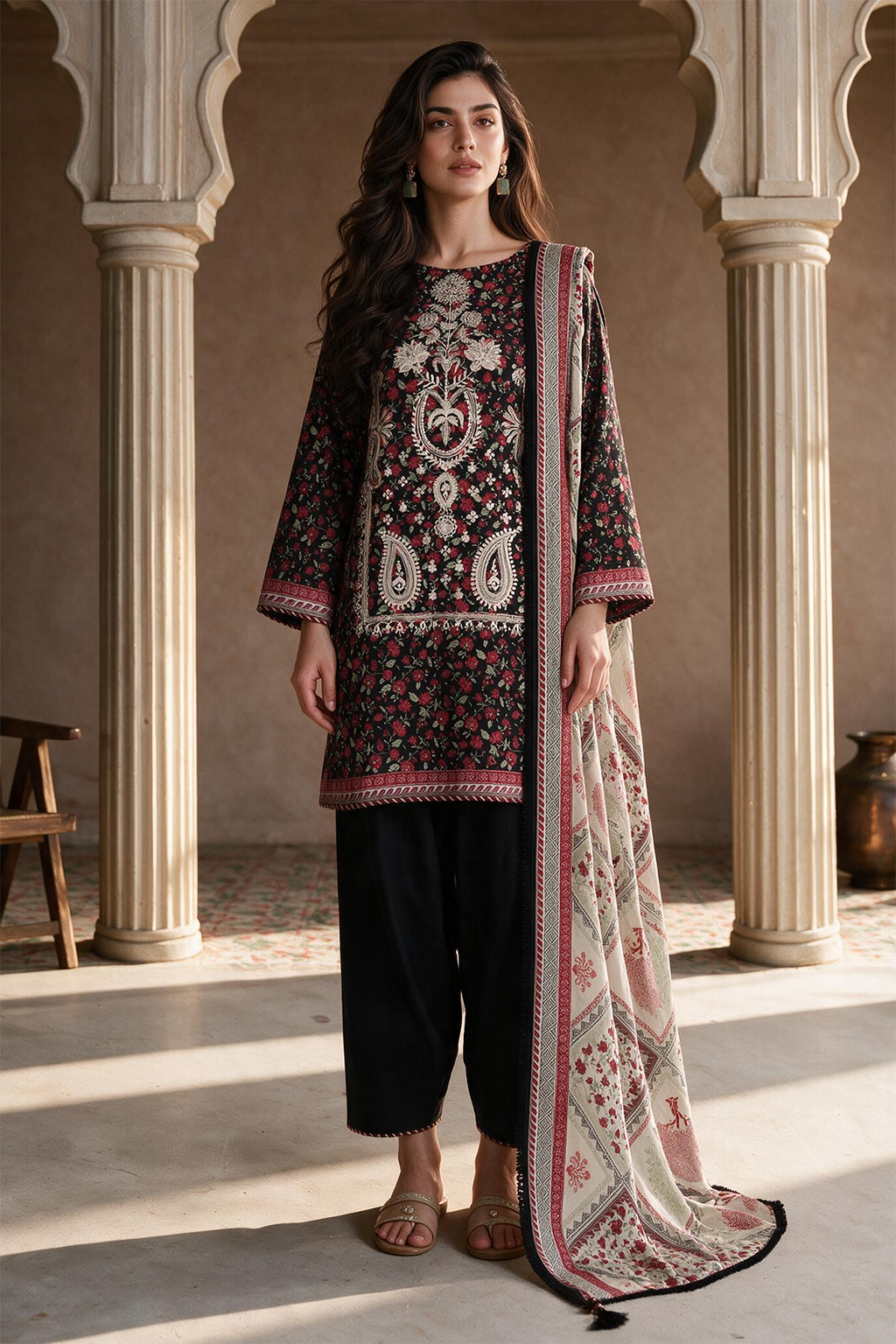 Embroidered Shirt Shalwar Dupatta - 0054