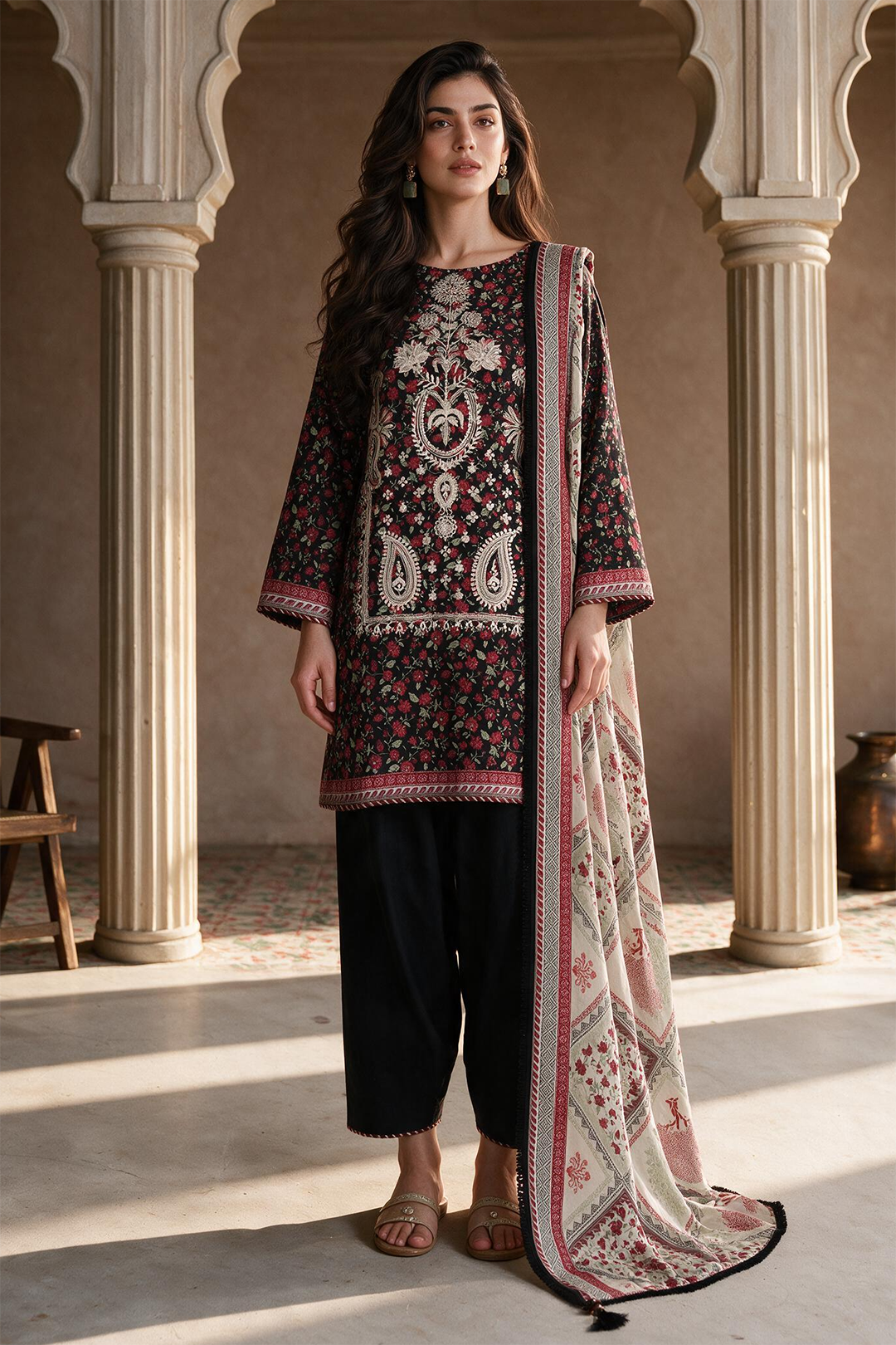 Embroidered Shirt Shalwar Dupatta - 0054