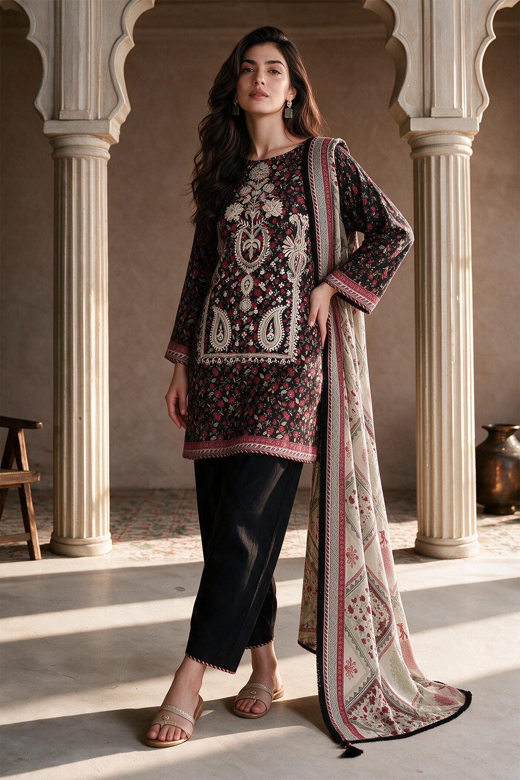 Embroidered Shirt Shalwar Dupatta - 0054