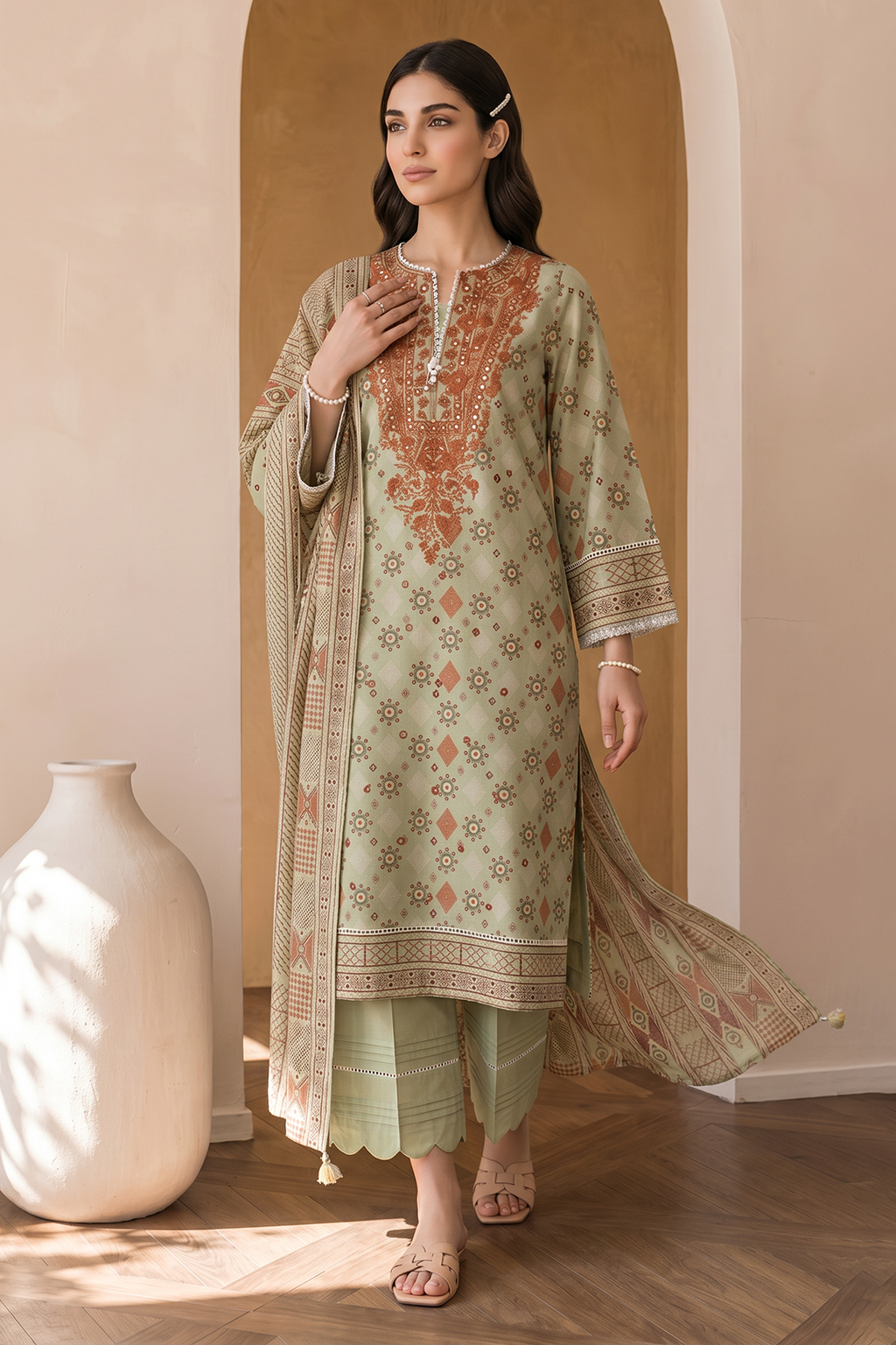 Embroidered Shirt Shalwar Dupatta - 0056