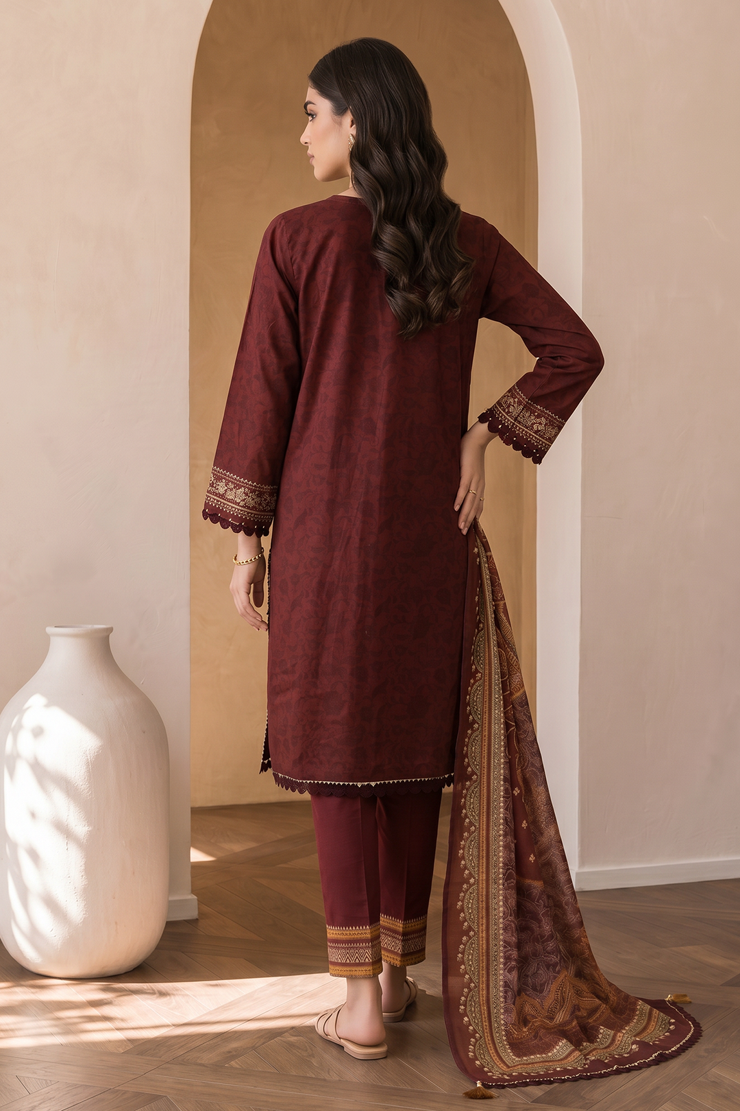 Embroidered Shirt Shalwar Dupatta - 0058