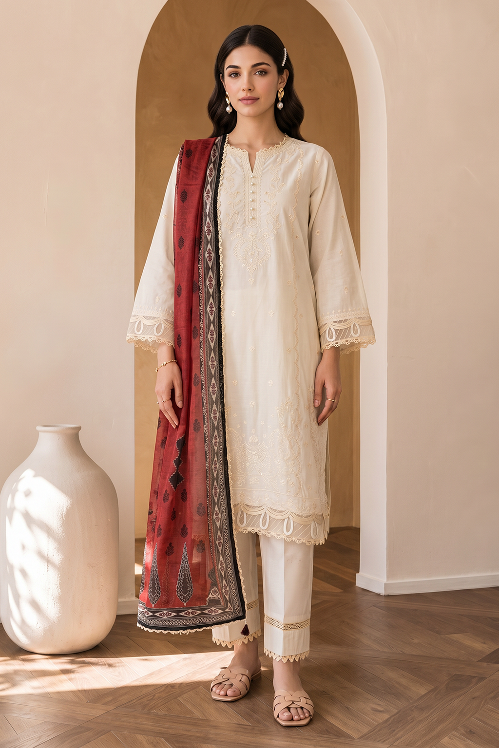 Embroidered Shirt Shalwar Dupatta - 0059