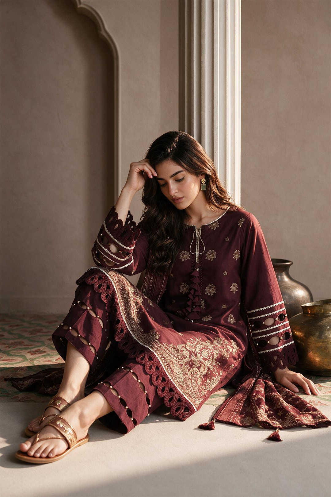 Embroidered Shirt Shalwar Dupatta - 0060
