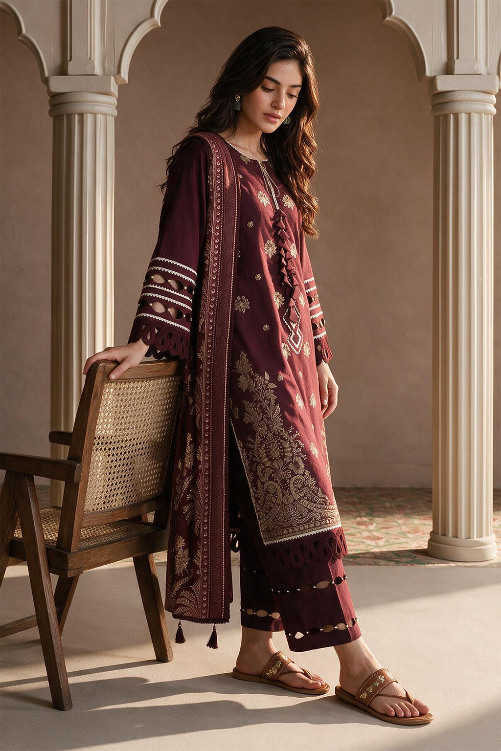 Embroidered Shirt Shalwar Dupatta - 0060