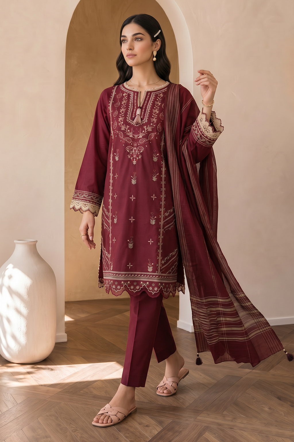 Embroidered Shirt Shalwar Dupatta - 0061