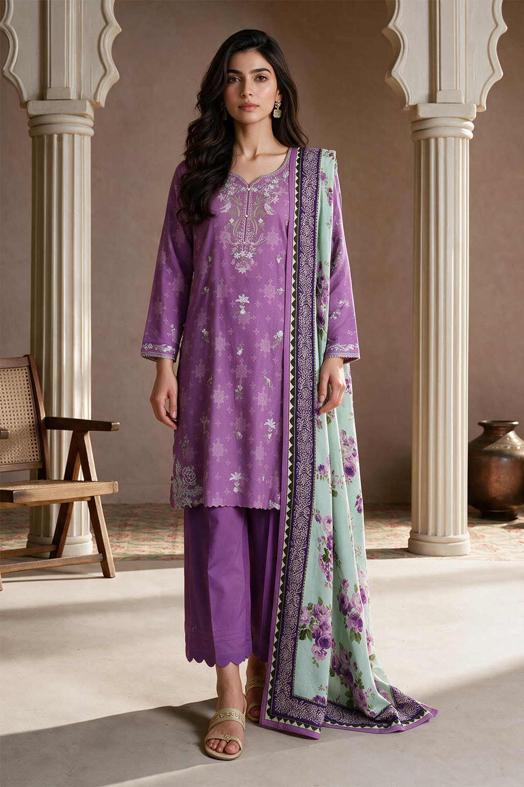 Embroidered Shirt Shalwar Dupatta - 0063