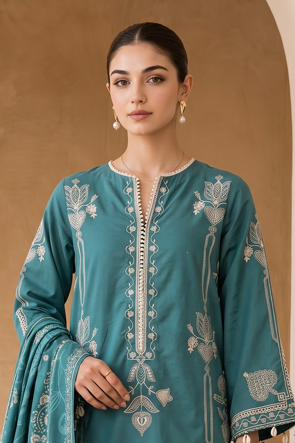 Embroidered Shirt Shalwar Dupatta - 0065