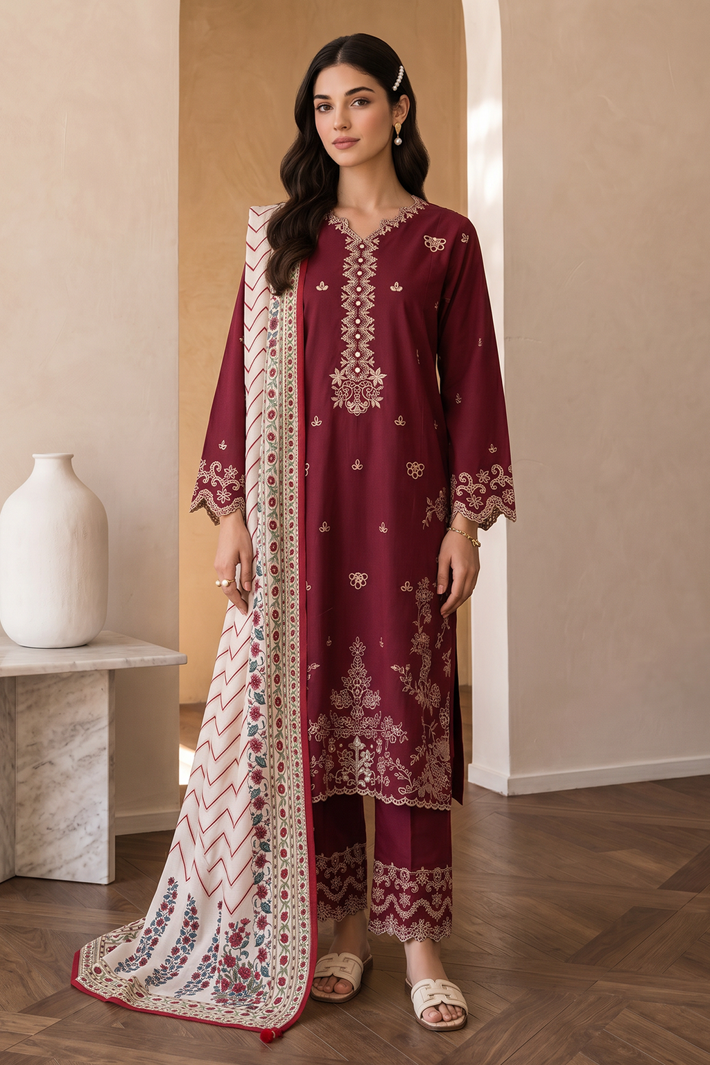 Embroidered Shirt Shalwar Dupatta - 0067