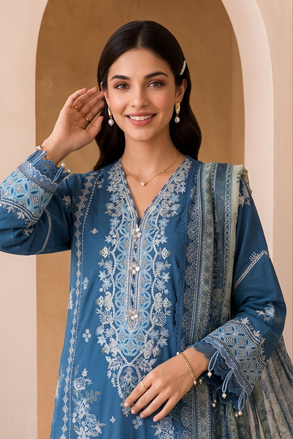 Embroidered Shirt Shalwar Dupatta - 0072