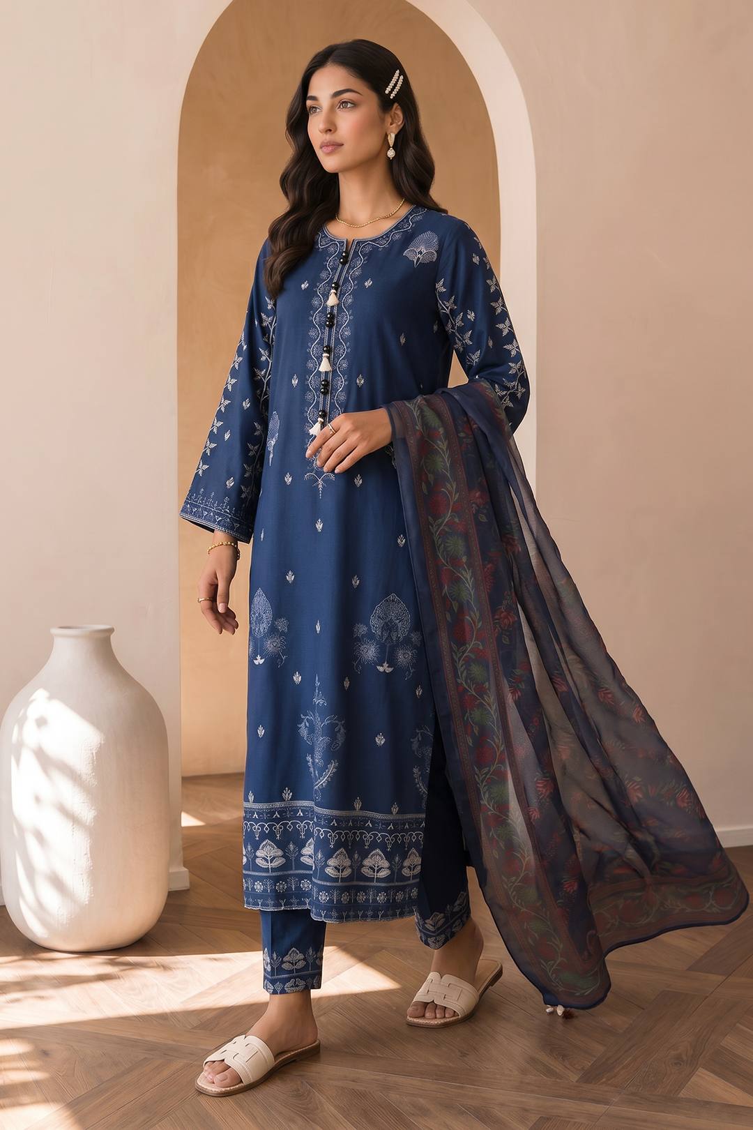 Embroidered Shirt Shalwar Dupatta - 0073
