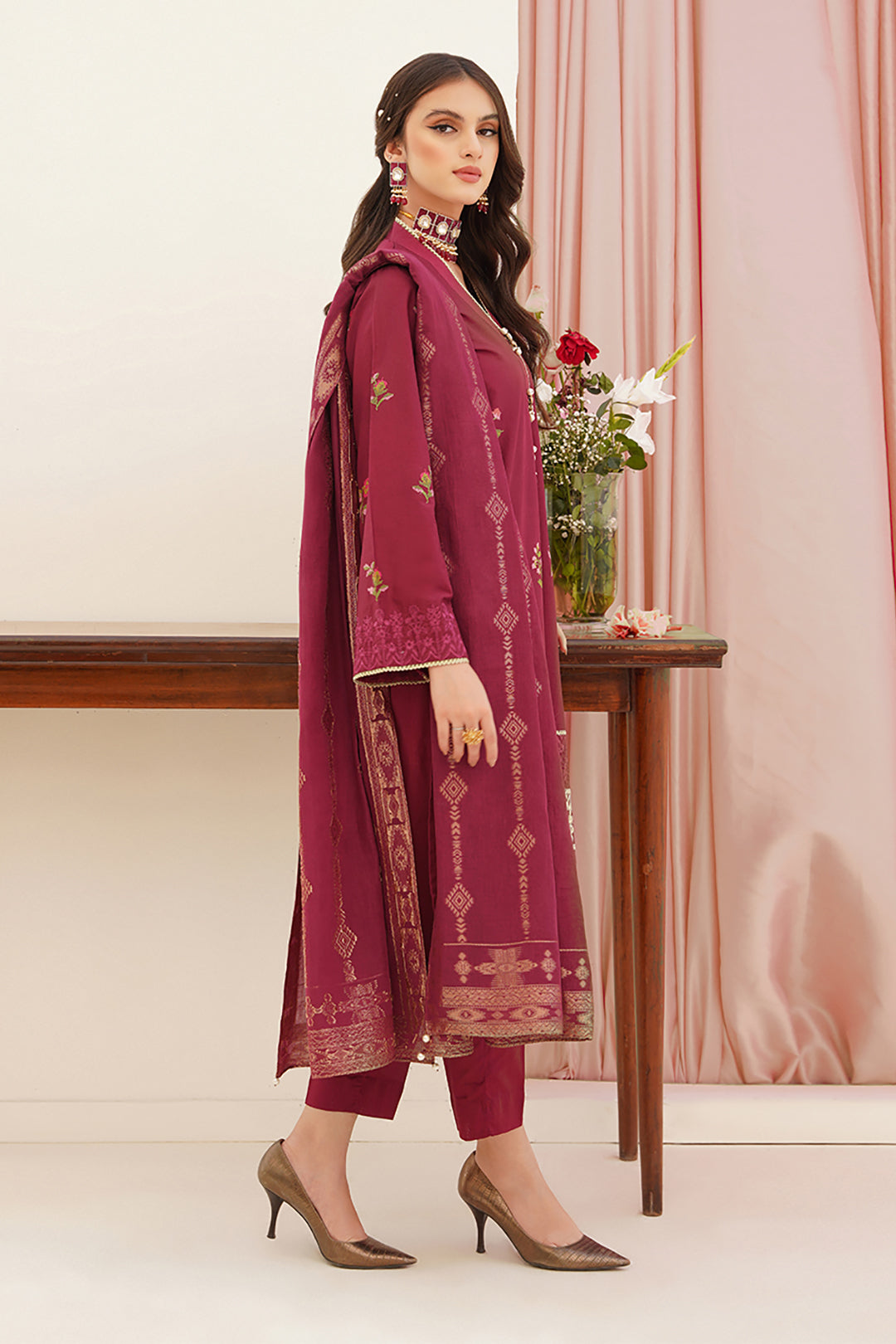 Embroidered Shirt Shalwar Dupatta - 0354