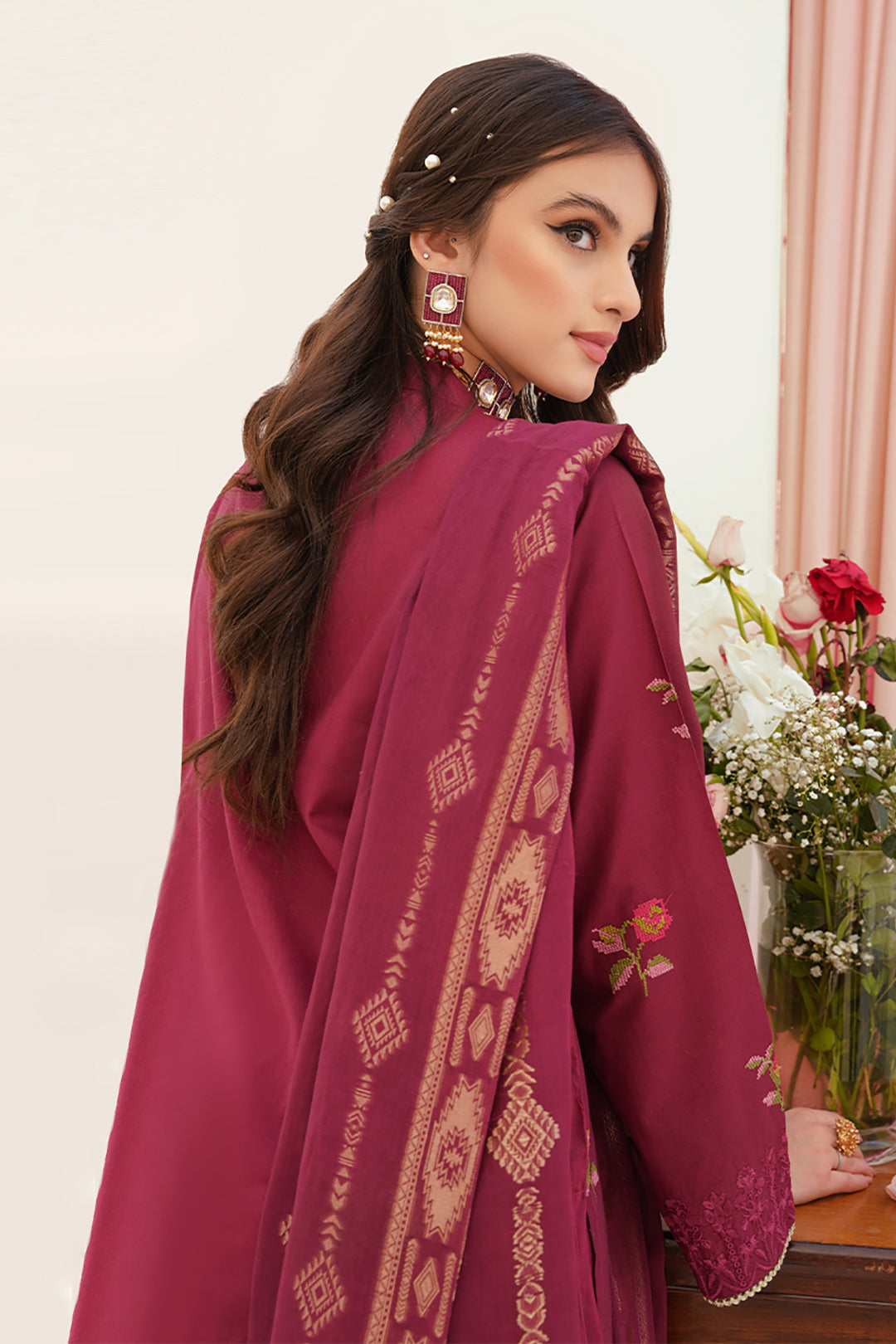 Embroidered Shirt Shalwar Dupatta - 0354