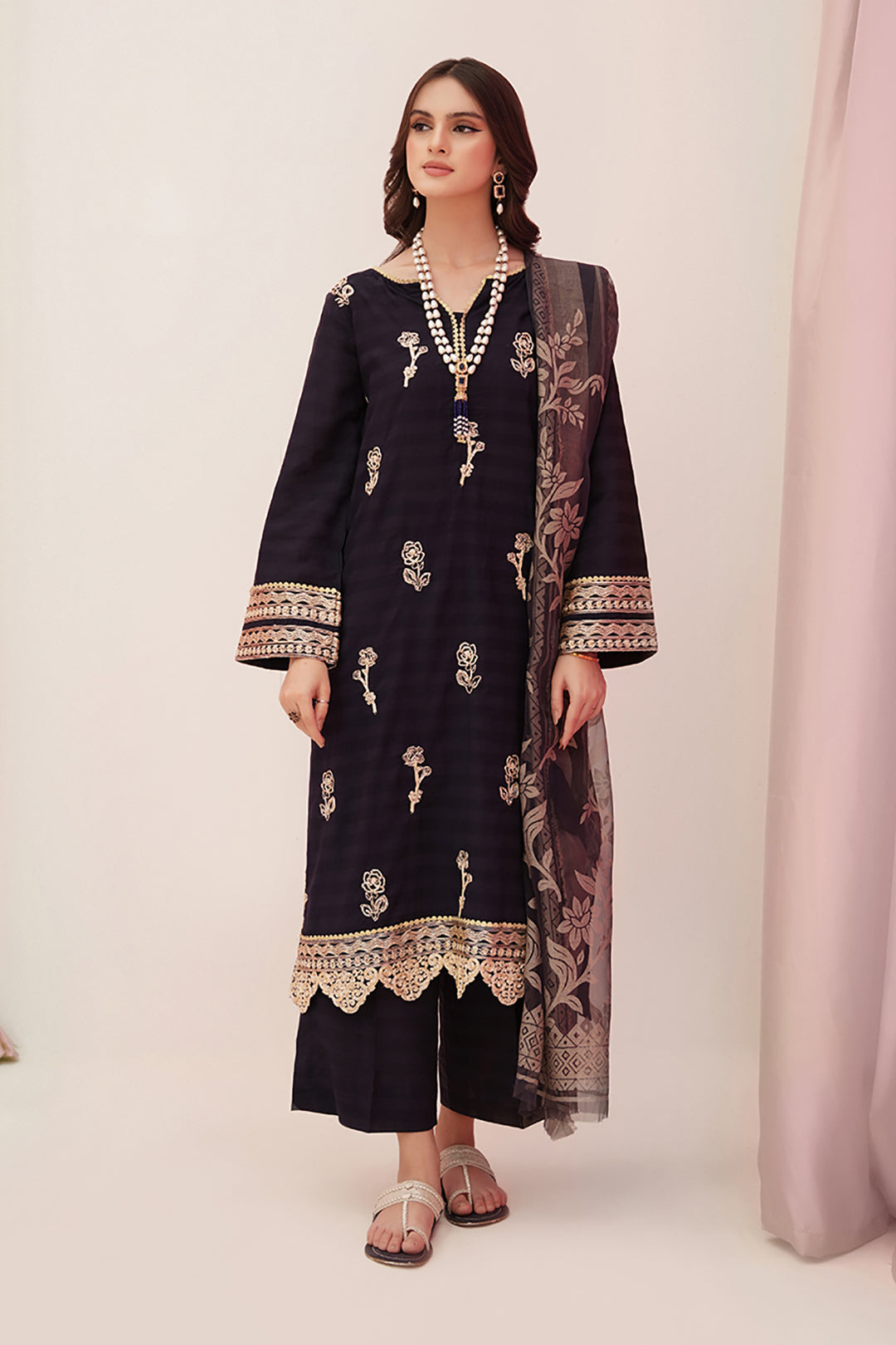 Embroidered Shirt Shalwar Dupatta - 0355