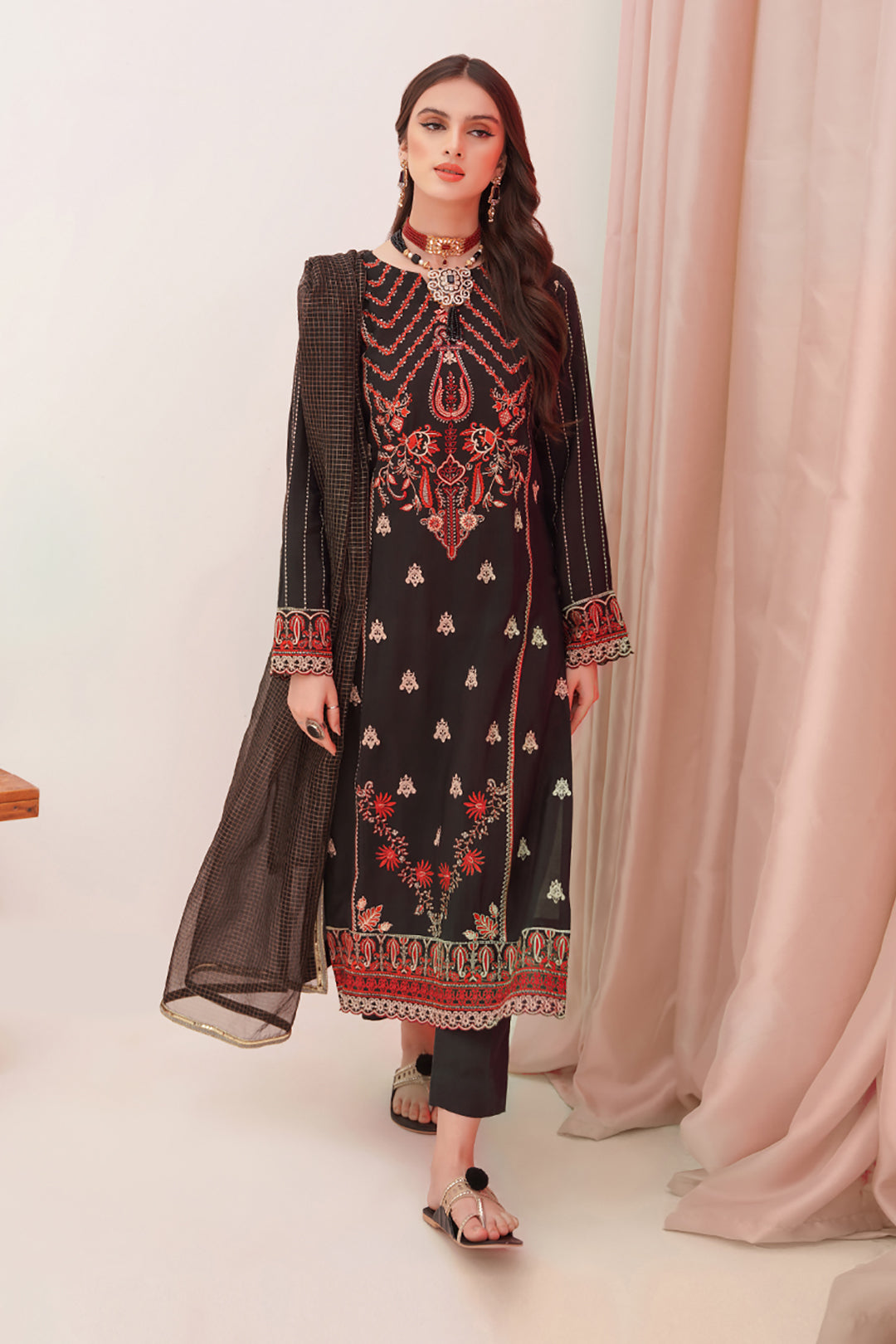 Embroidered Shirt Shalwar Dupatta - 0357