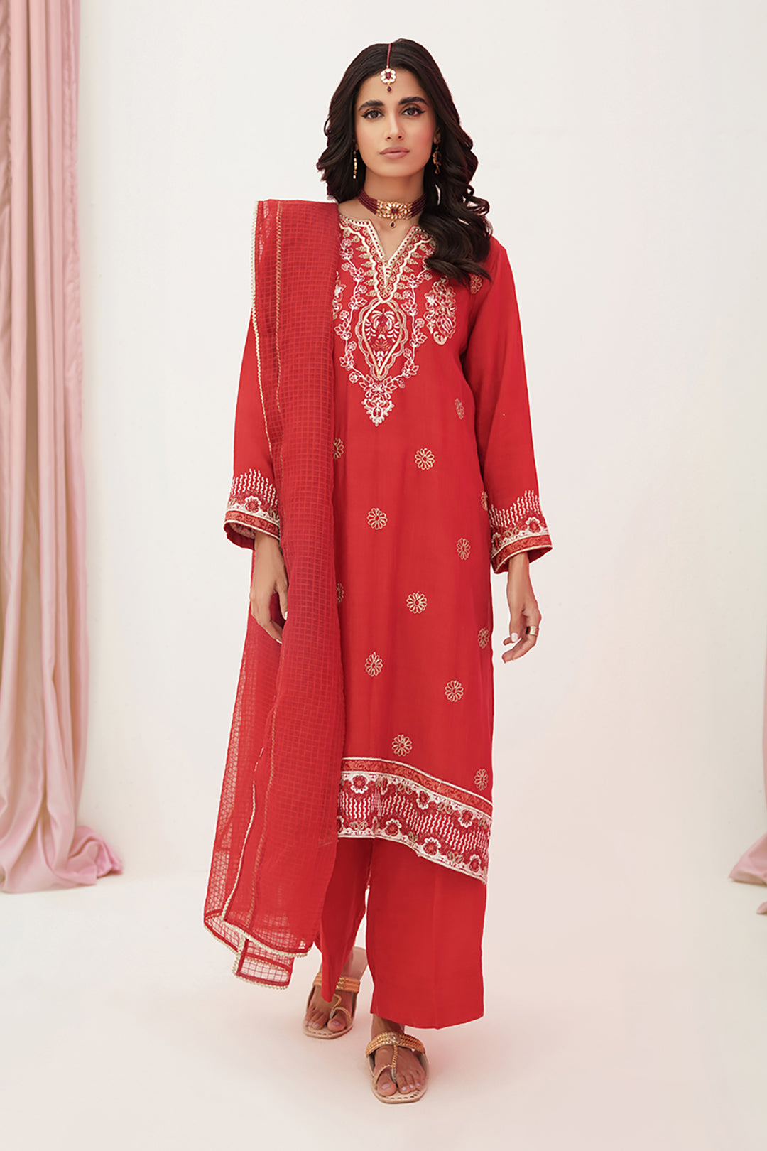 Embroidered Shirt Shalwar Dupatta - 0358