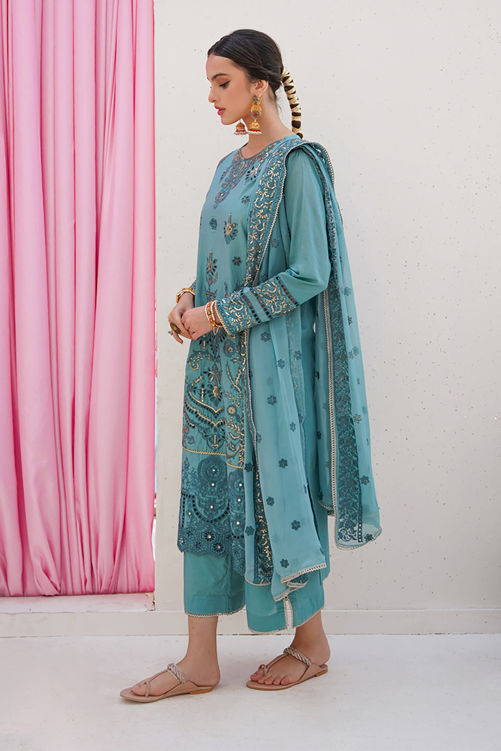 Embroidered Shirt Shalwar Dupatta - 0366