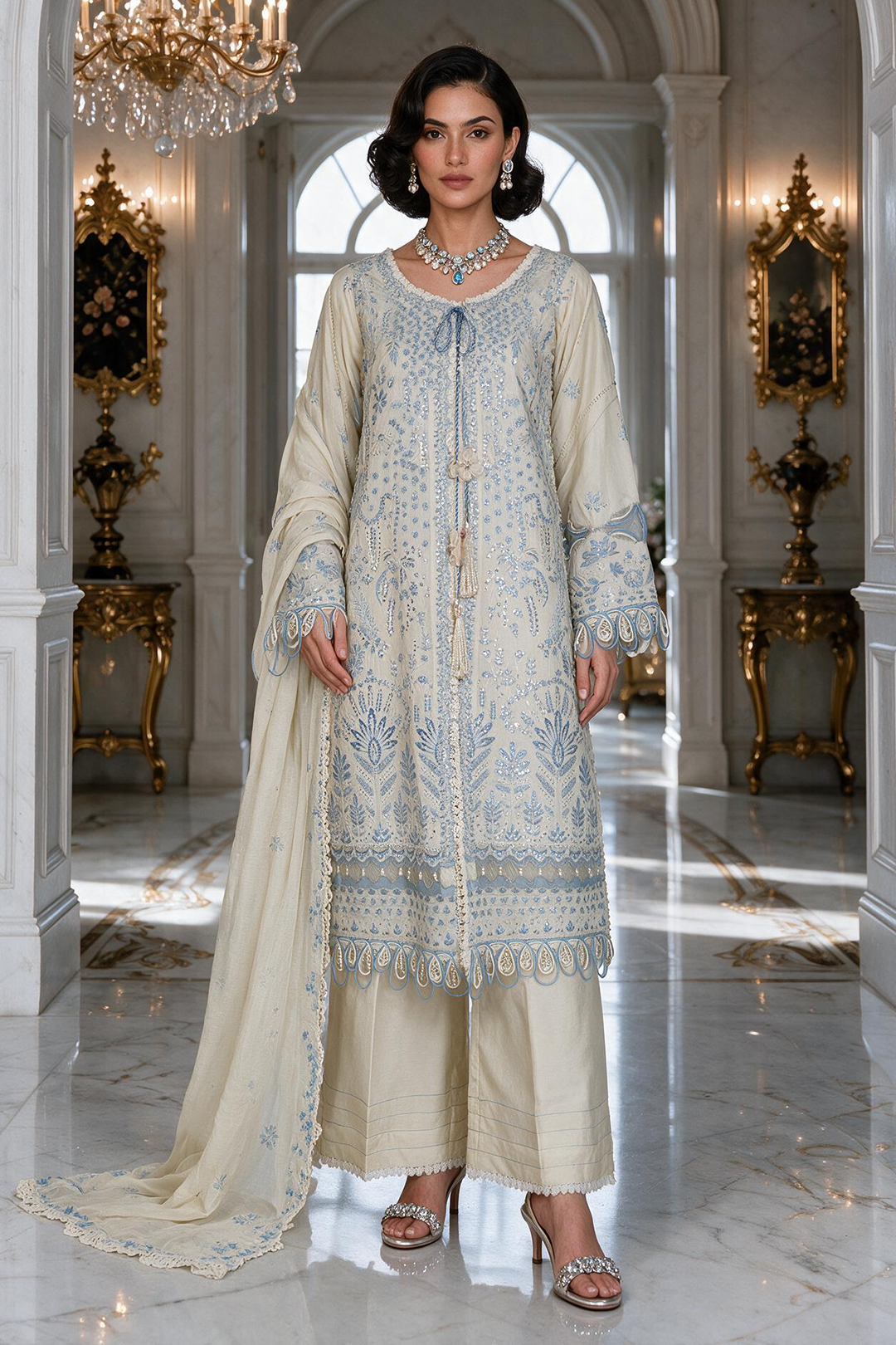 Embroidered Shirt Shalwar Dupatta - 4220