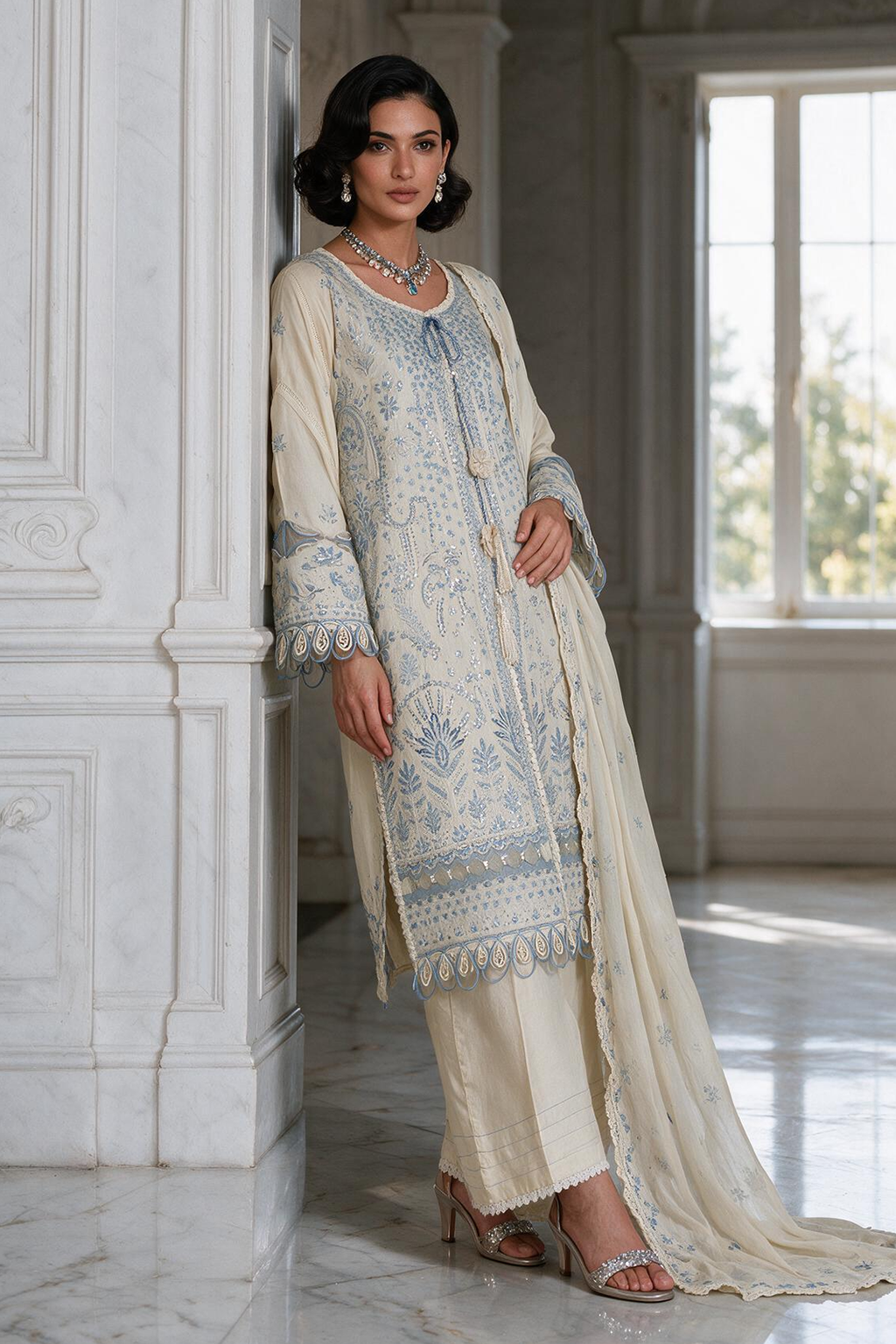 Embroidered Shirt Shalwar Dupatta - 4220