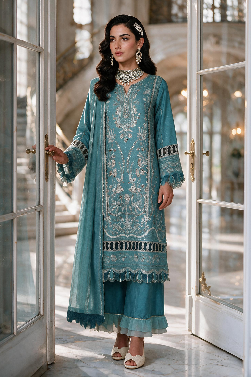 Embroidered Shirt Shalwar Dupatta - 4222