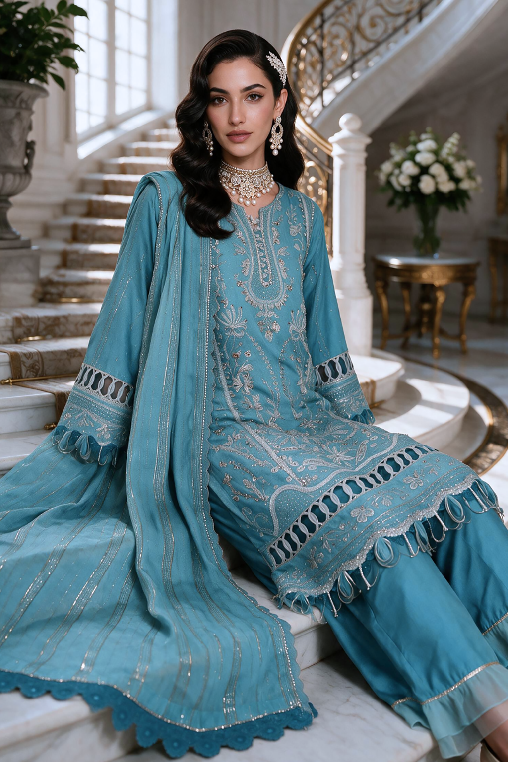 Embroidered Shirt Shalwar Dupatta - 4222