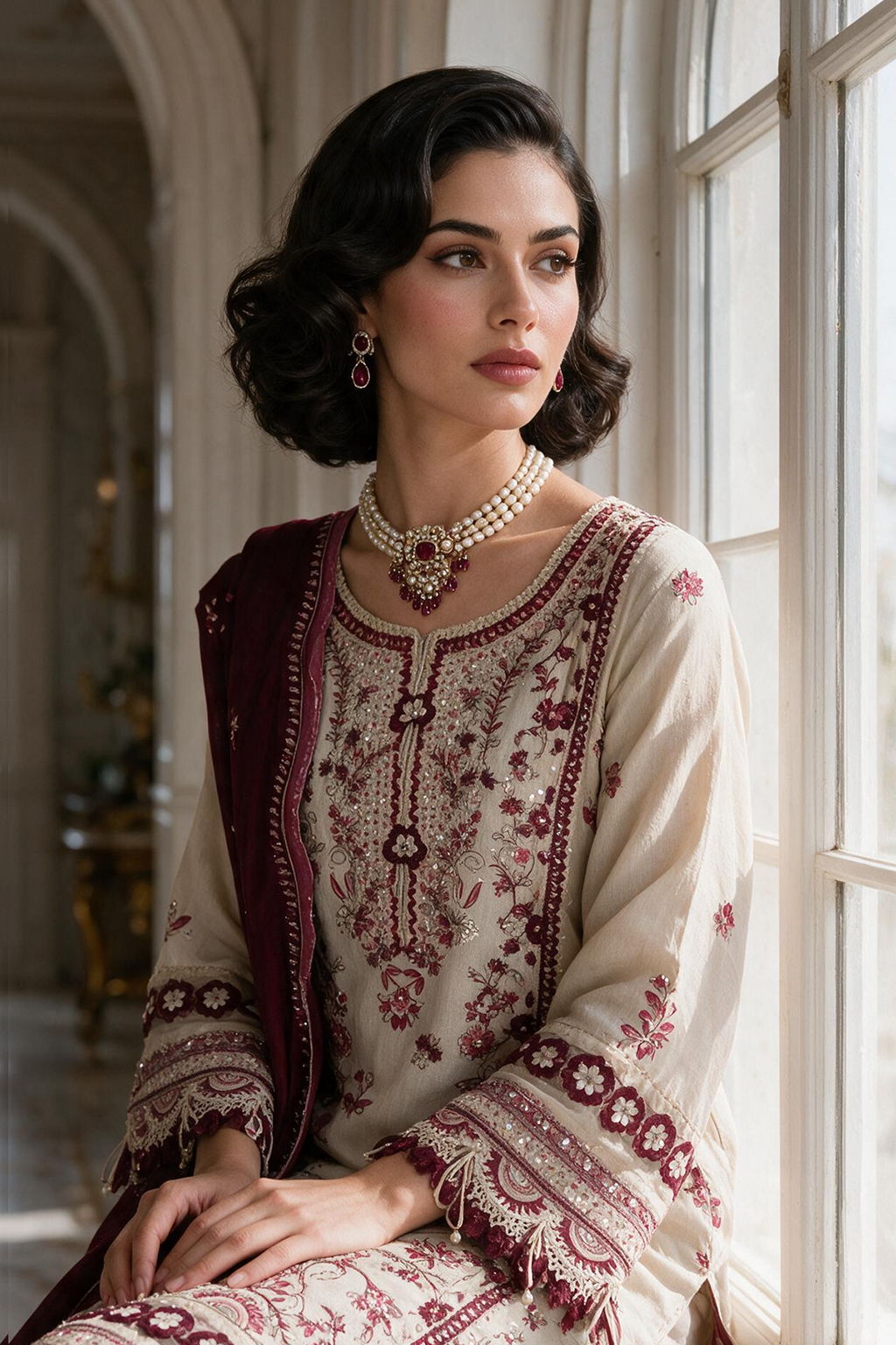 Embroidered Shirt Shalwar Dupatta - 4223
