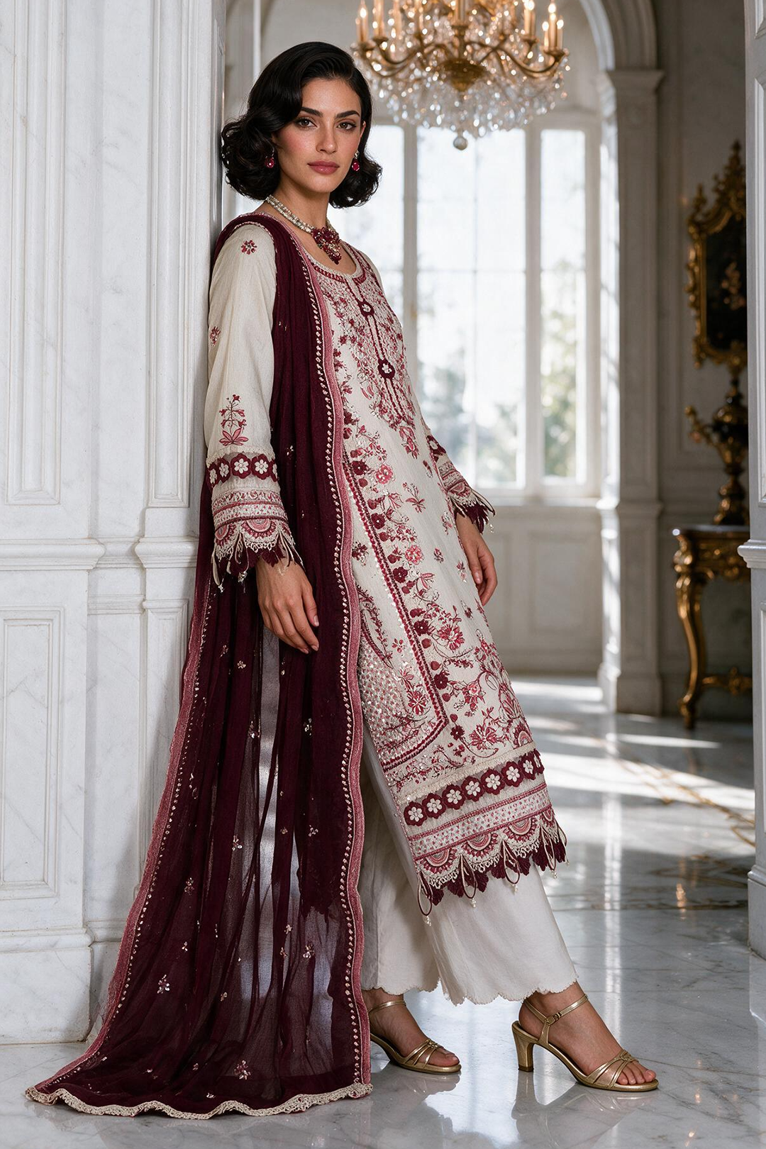 Embroidered Shirt Shalwar Dupatta - 4223