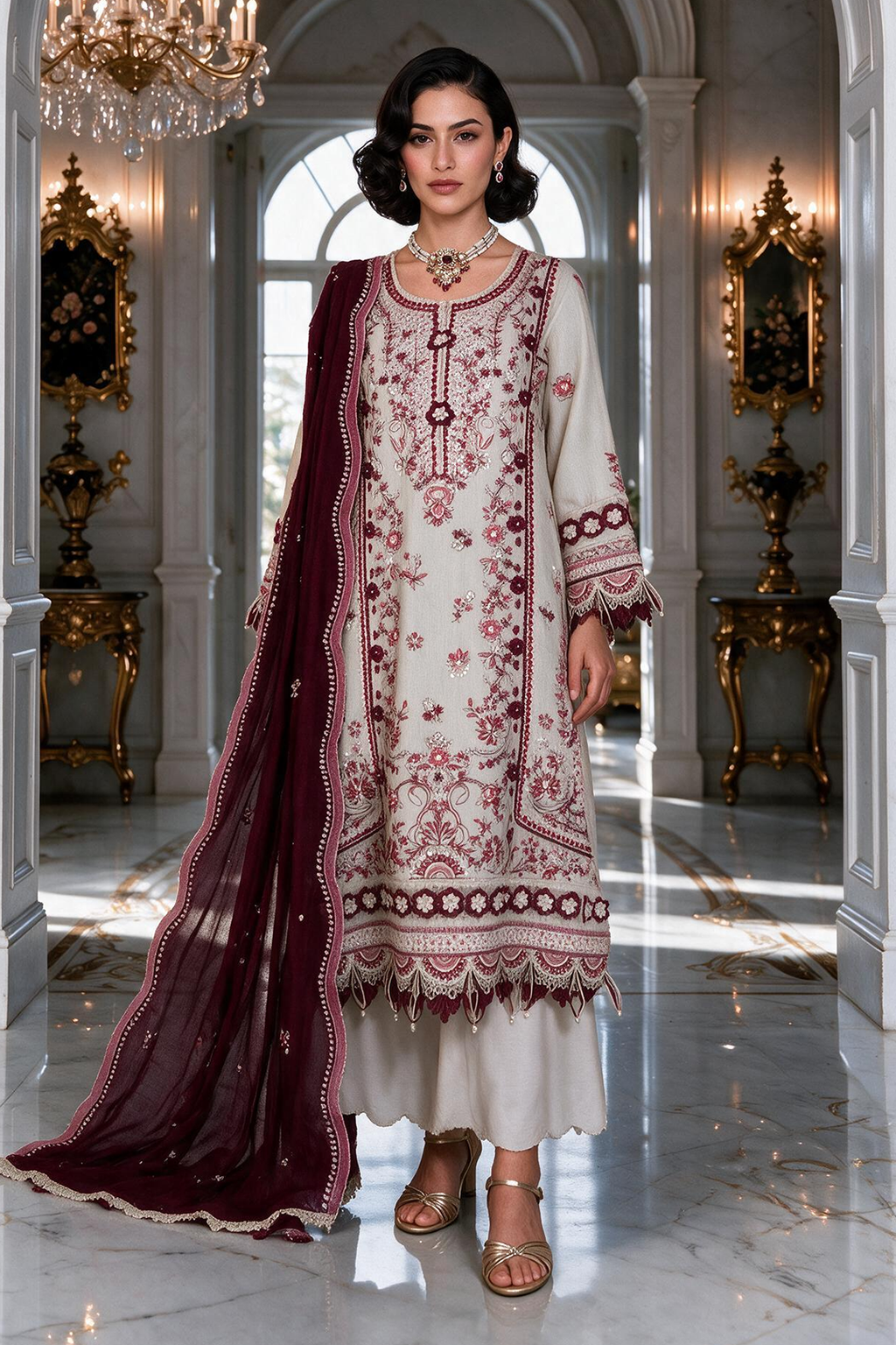Embroidered Shirt Shalwar Dupatta - 4223